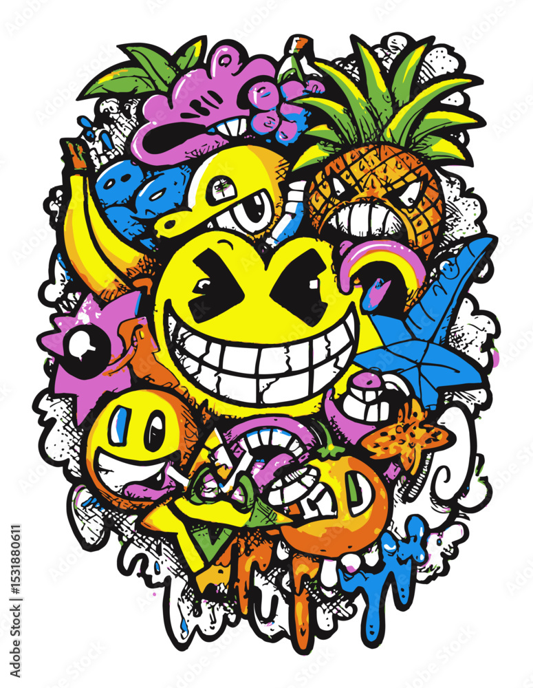 Fototapeta premium Colorful Abstract Vector Art with Playful Characters and Unique Designs