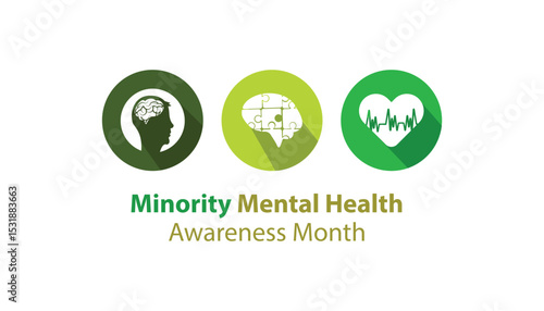Minority mental health awareness month. National minority mental health awareness month of july. greeting card, poster with background. Vector illustration design.