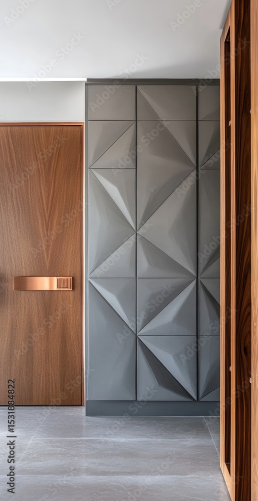Fototapeta premium Modern entryway with textured wall