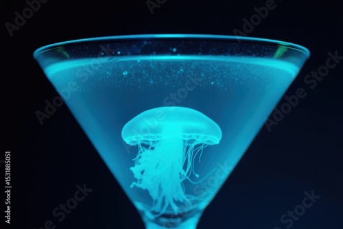 Unique jellyfish cocktail experience underwater bar photography nighttime close-up creative drink presentation