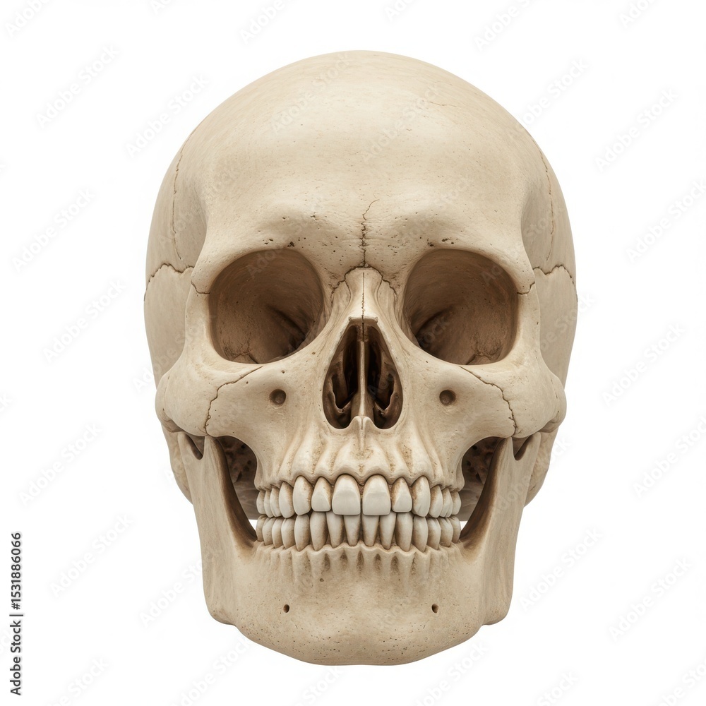Obraz premium Anatomical human skull isolated on white background. for educational or medical use.