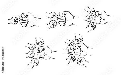 Father's Day Fist Bump Design Set, Father's Day Illustration Outline Line art