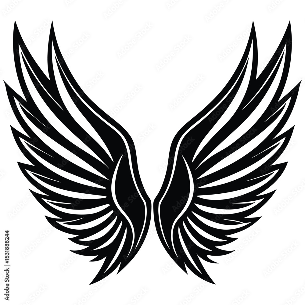 Fototapeta premium Minimalist dark outline angel wings design