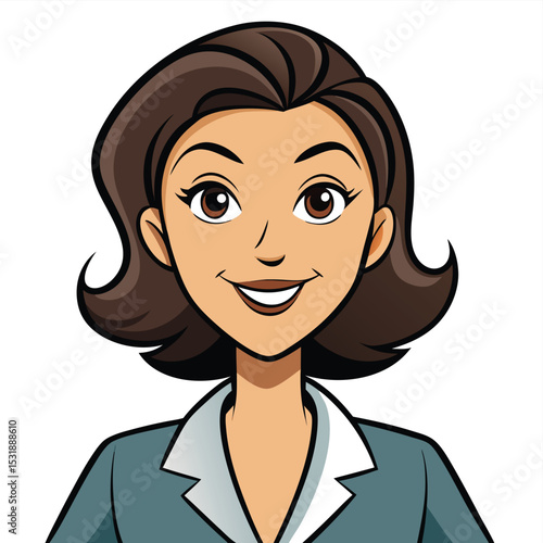 Professional woman with a strong jawline, accentuating her determination and strength, a powerful and resolute expression for leadership.
