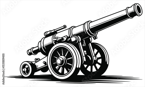old cannon isolated on white