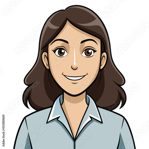 Professional woman in a collared shirt, reflecting a crisp and classic business look, conveying neatness and sharp professionalism.