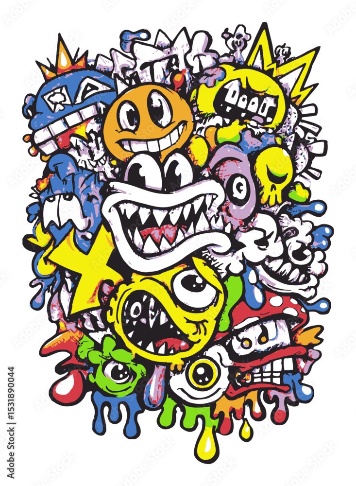 Fototapeta premium Colorful Abstract Vector Design with Cartoonish Characters and Emotions