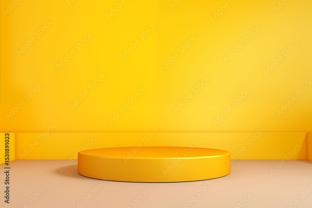 Yellow podium, stand, yellow backdrop Yellow podium, stand, yellow backdrop