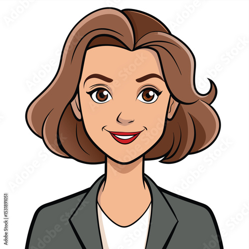 Chic professional woman with slightly tousled but refined hair, radiating modern elegance and effortless style in her business setting.