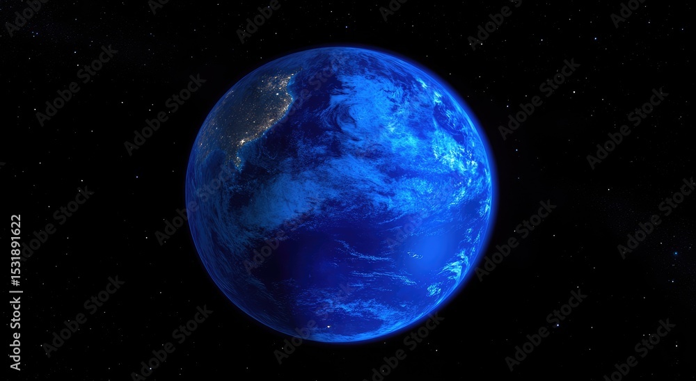 Obraz premium Earth globe in space, night view