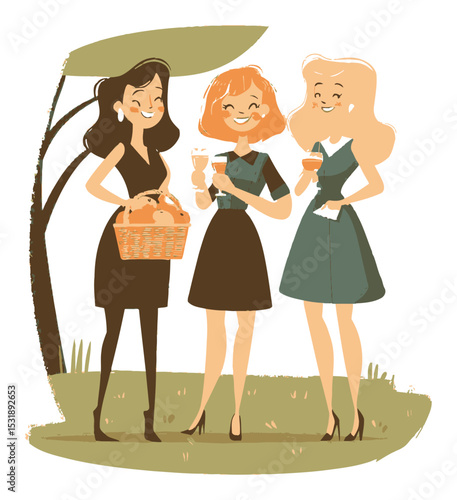 Group of Friends Enjoying Picnic with Delicious Treats in Nature