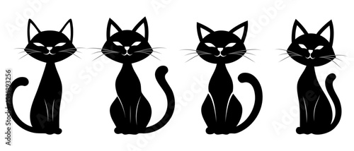 Photography Realistic vector set of cat silhouette on a white background