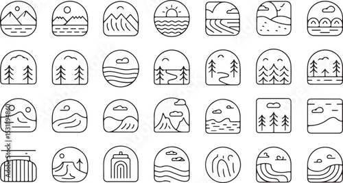 A Collection of Essential  Icons:  of Line Art Graphics symbols
