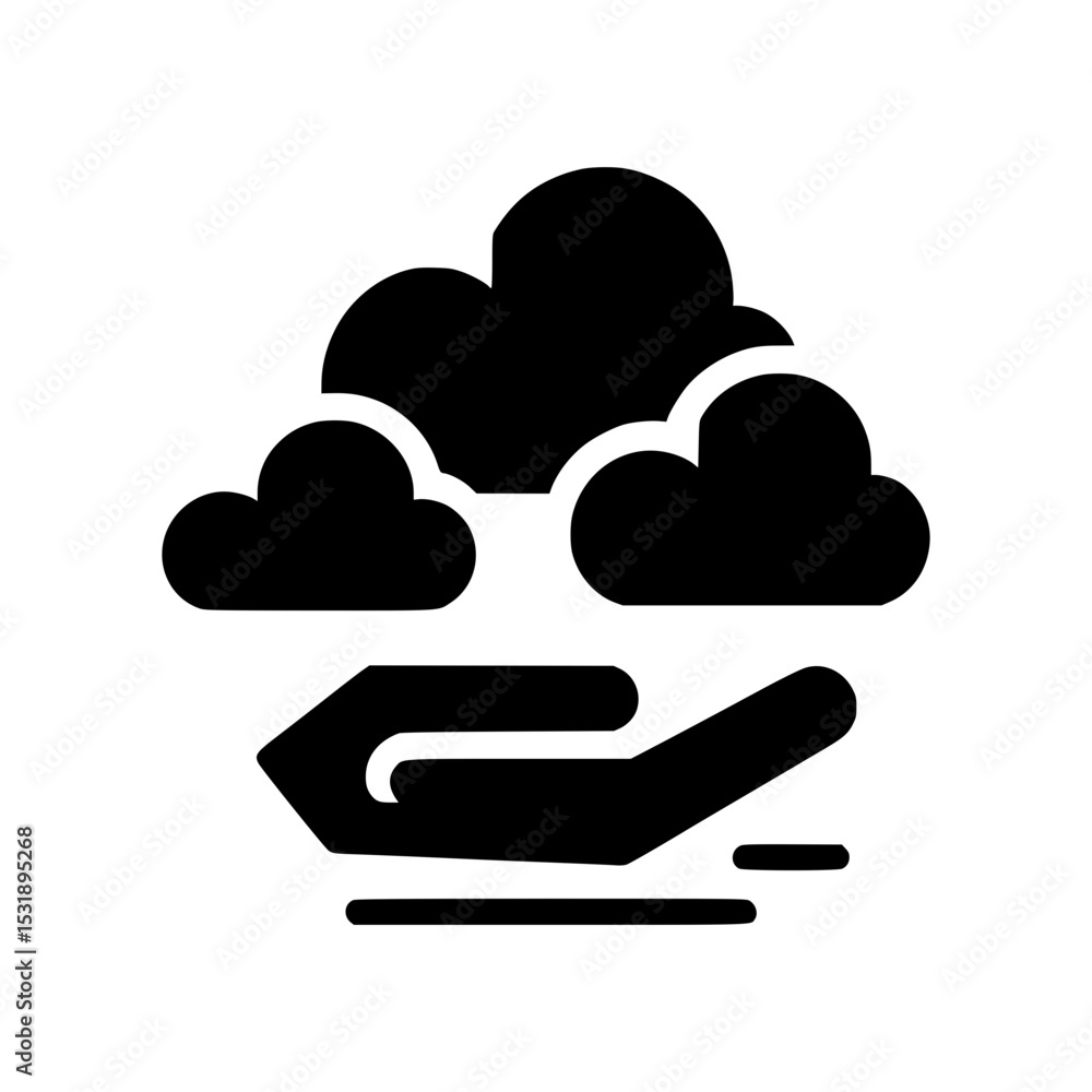 Hand receiving cloud data storage icon Hand receiving cloud data storage icon