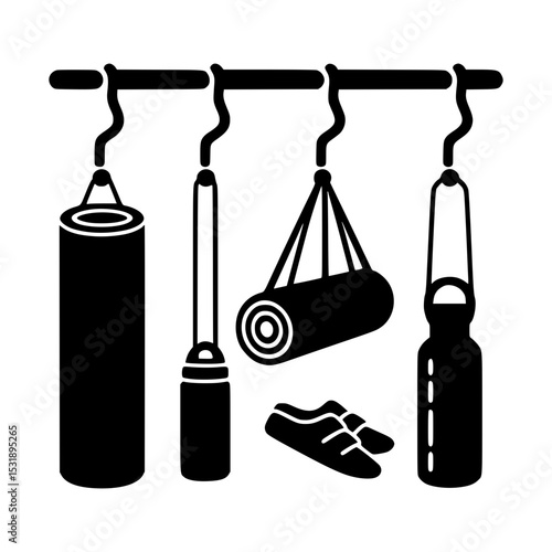 Camping gear hanging storage organization icon
