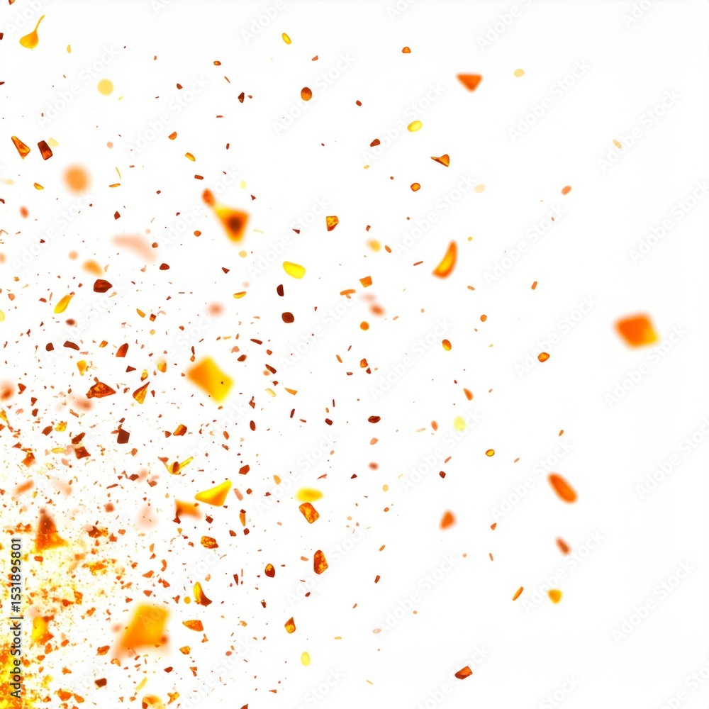 Obraz premium Orange and Gold Confetti Burst on White Background