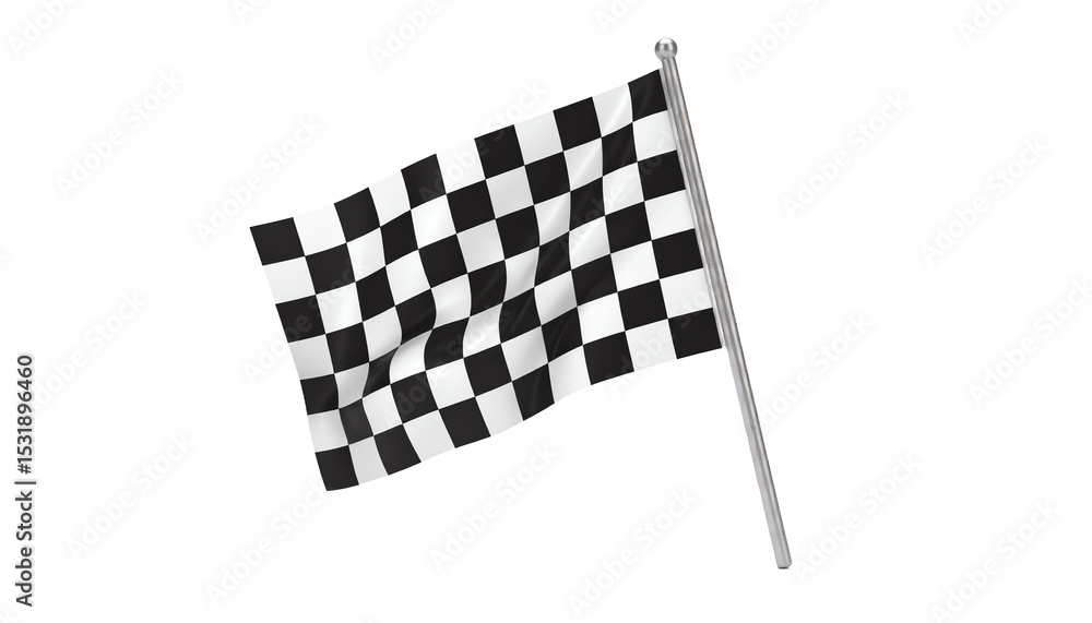 Fototapeta premium Race flag waving in the wind during competition.