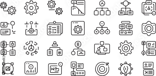 A Collection of Essential  Icons:  of Line Art Graphics symbols
