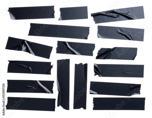 Black tape pieces for various creative uses.