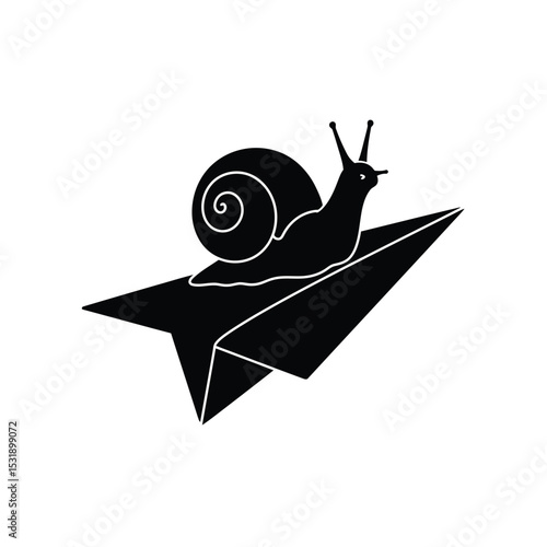 Snail on paper airplane slow and steady wins the race