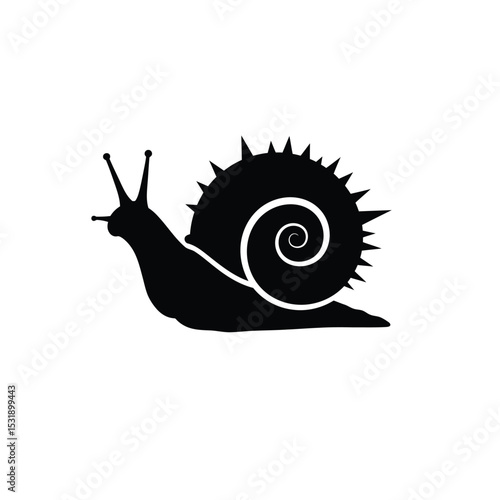 Black silhouette snail shell spiral design