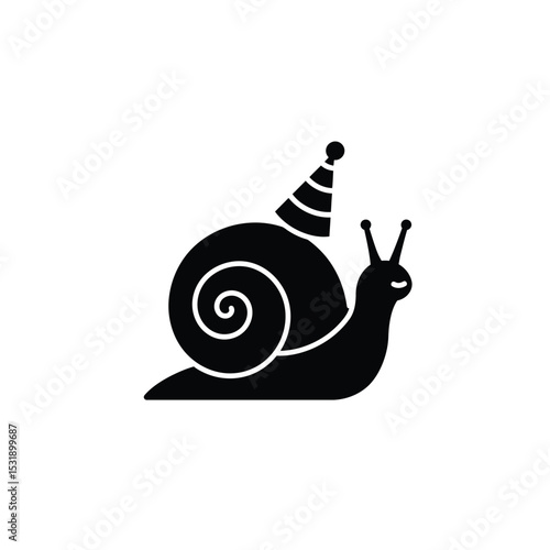 Happy birthday snail party hat celebration icon
