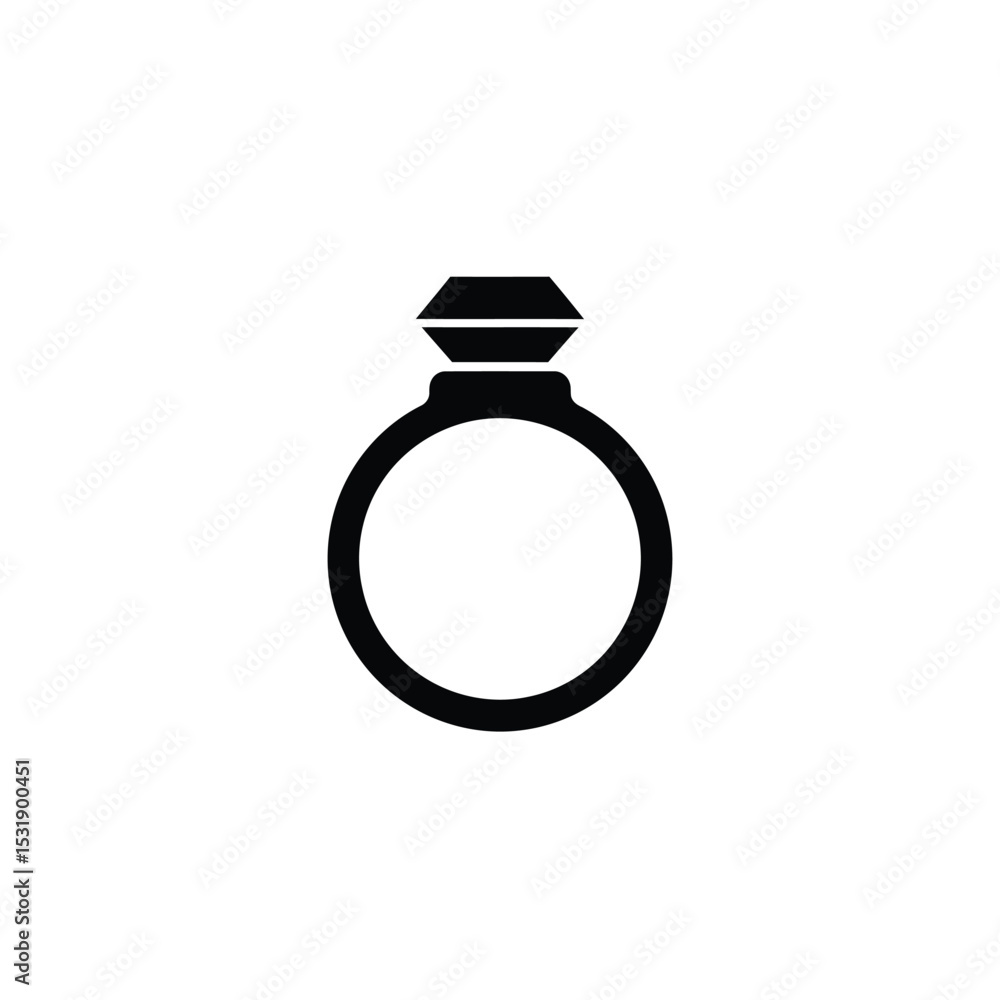 Simple black silhouette diamond ring icon Simple black silhouette diamond ring icon