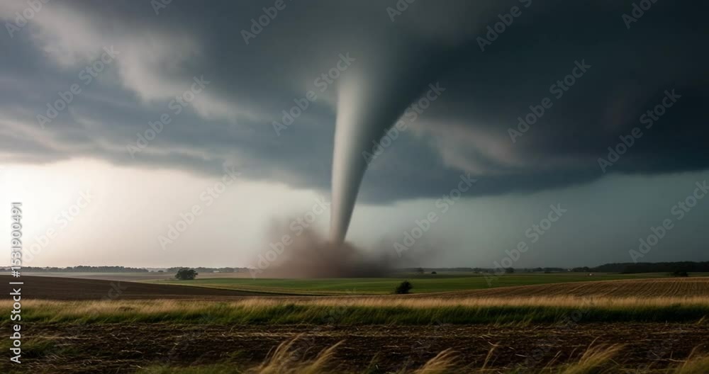 Powerful Tornado Churning Across the Plains A Dramatic Weather ...