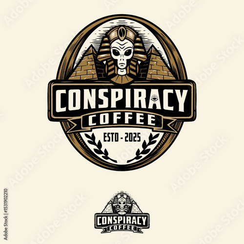 Conspiracy Coffee Alien Vector Logo