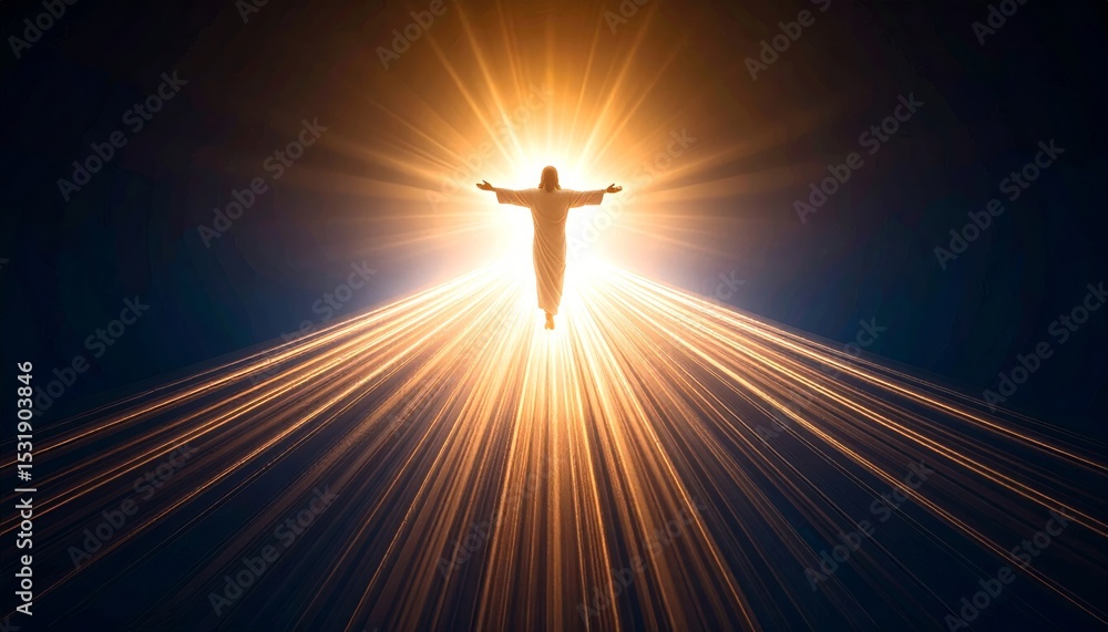 Fototapeta premium Radiant Resurrection, Abstract Light Trails Illuminating Spiritual Ascension
