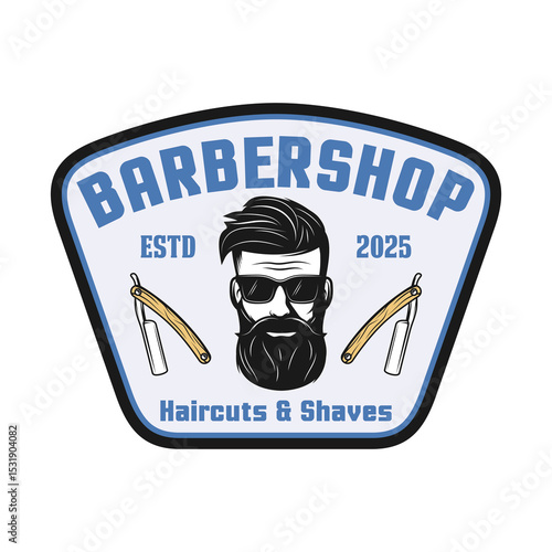 Barbershop haircuts logo emblem vector design