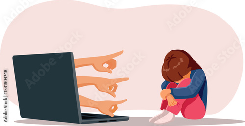 People Victim Blaming Online Vector Harassment Concept Illustration. Stressed person feeling under pressure from internet attacks 
