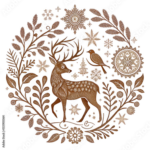 vector illustration of an abstract deer floral background