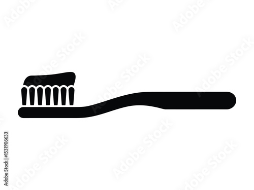 Simple black silhouette of toothbrush with paste
