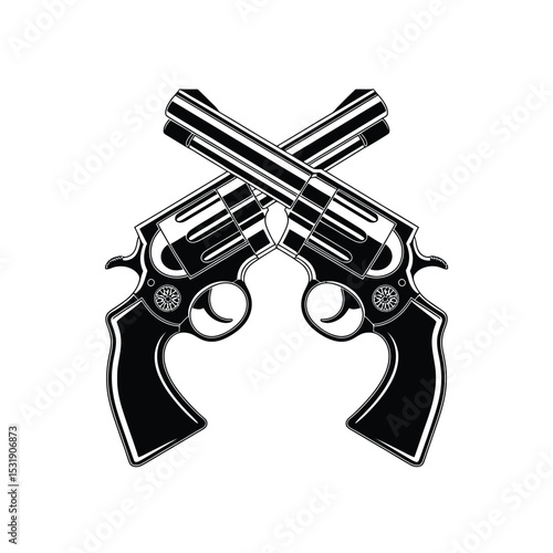 Crossed revolvers graphic design element