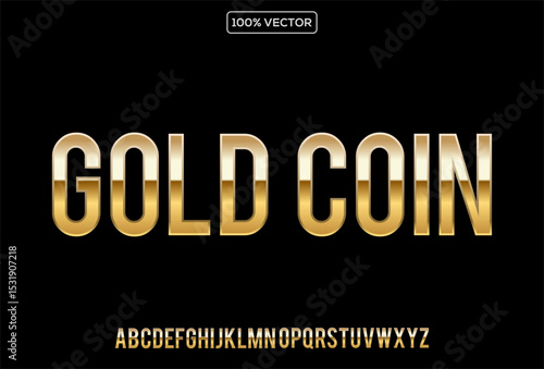 3d text style effect - Golden text effect Template vector