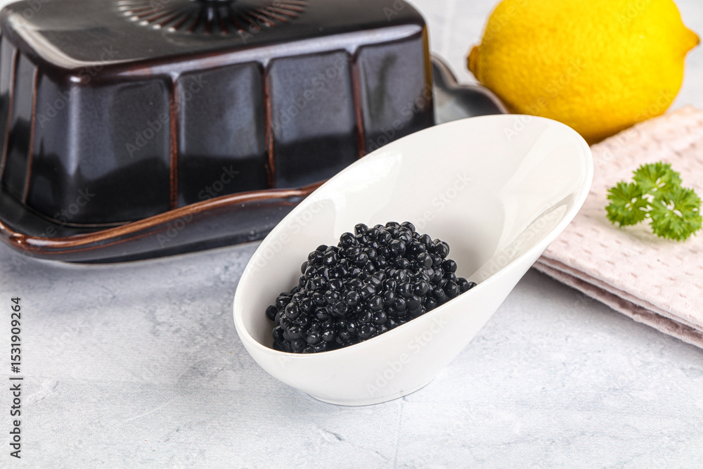 black sturgeon caviar in the bowl black sturgeon caviar in the bowl