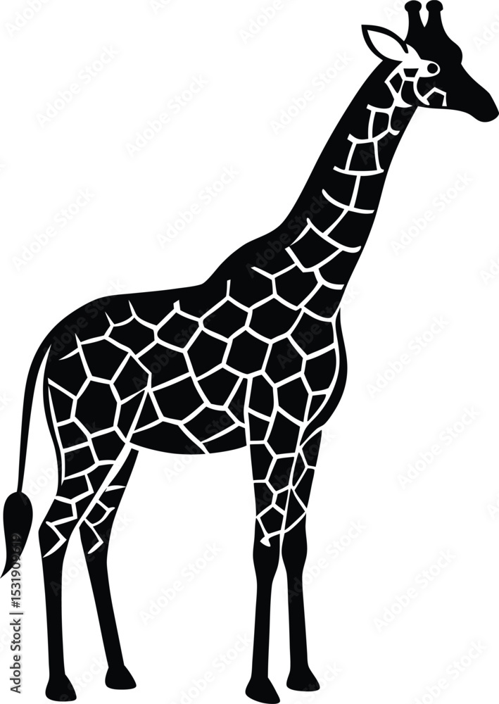 Obraz premium giraffe vector illustration silhouette black and white