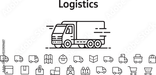 A Collection of Essential  Icons:  of Line Art Graphics symbols
