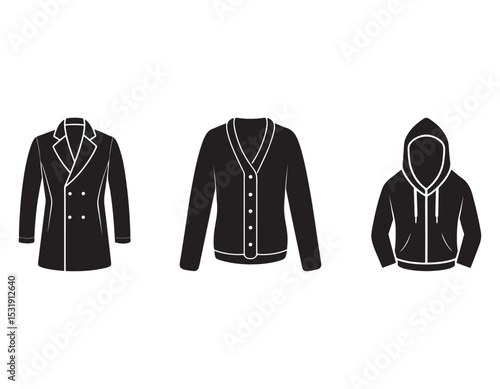 cardigan  sketch double breasted coat hoodie sketch icon silhouette vector illustration