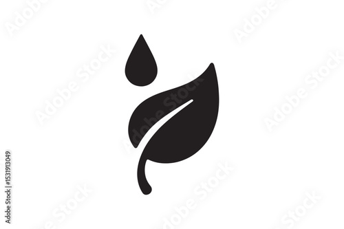 Falling Raindrop Leaf silhouette vector with white background