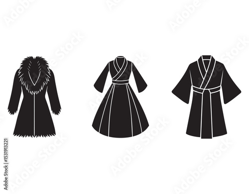 kimono sketch hanbok sketch fur coat sketch icon silhouette vector illustratio