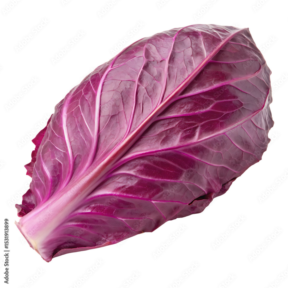 Obraz premium A fresh leaf of purple cabbage vegetable isolated on a transparent background
