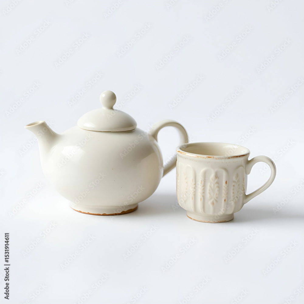 Set of electric kettle and mug cup for making hot beverage such as coffee or tea which is prepared in wooden tray and placed on the breakfast mini bar. Set of electric kettle and mug cup for making hot beverage such as coffee or tea which is prepared in wooden tray and placed on the breakfast mini bar.