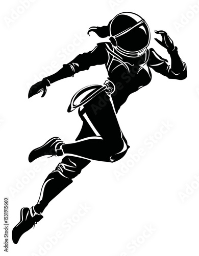 Astronaut Silhouette in Dynamic Pose for Creative Vector Design Projects