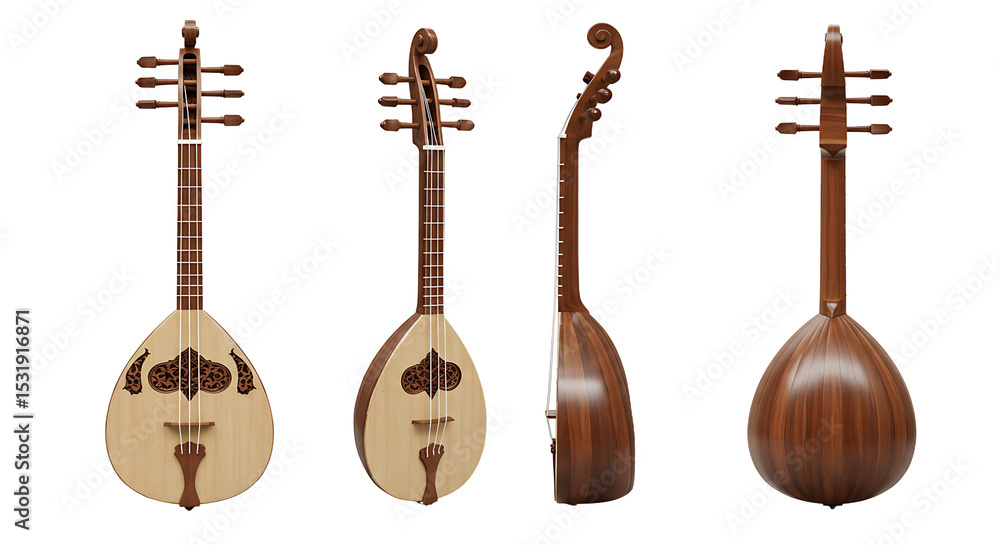 Naklejka premium Oud instrument multiple views