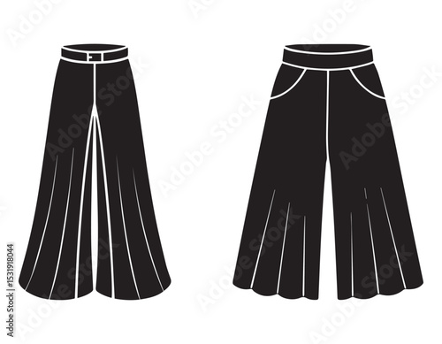 palazzo pants culottes sketch icon vector silhouette illustration