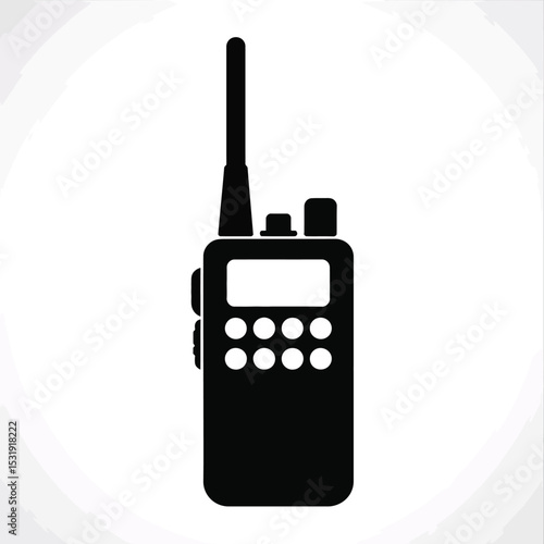 Black handheld two way radio icon illustration