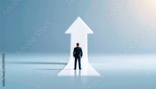 ビジネスイメージ　矢印　人物　男性　スーツ　ミニチュア