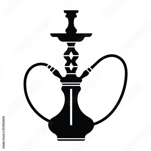Black and white silhouette of a hookah pipe